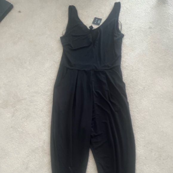 Pants - Black satin pant jumpsuit